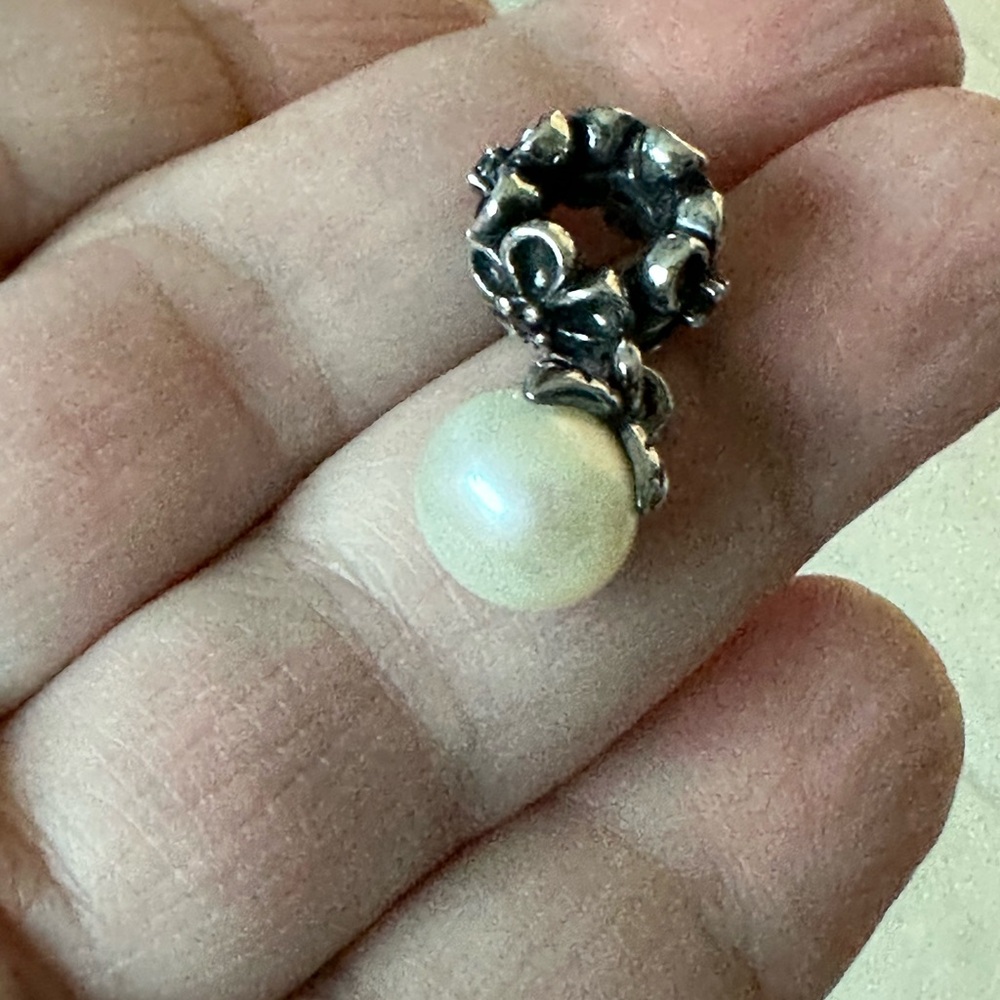 Pandora's Forever Bloom charm with pearl.  Retired. - Picture 3 of 6